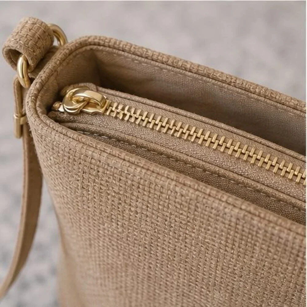 Camel Woven Crossbody Bag